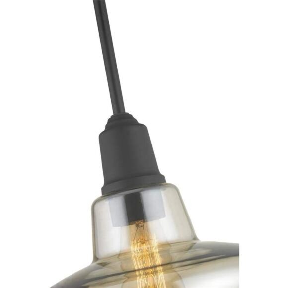 1-Light Aged Bronze Pendant with Amber Plated Glass Shade and Vintage Bulb - Picture 7 of 8